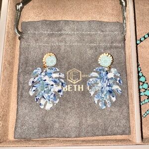 Elizabeth Cole Chloe Leaf Drop Earrings light blue